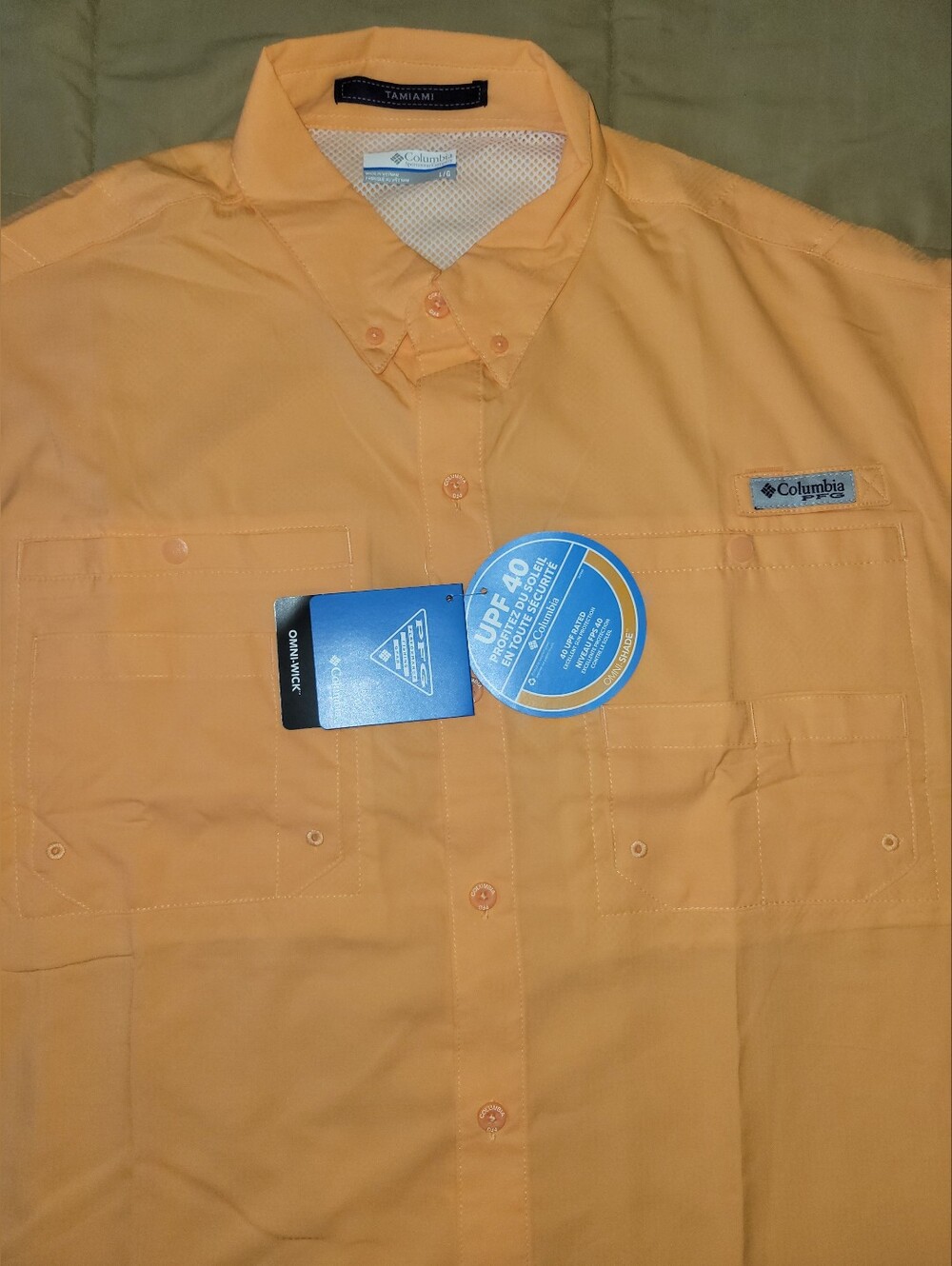 Columbia PFG Tamiami Omni Wick Omni Shade Fishing Shirt Peach Mens Large NWT